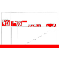 Drawings: G 7101, Elevation of lower stairway (reconstruction) and relief from S and E walls